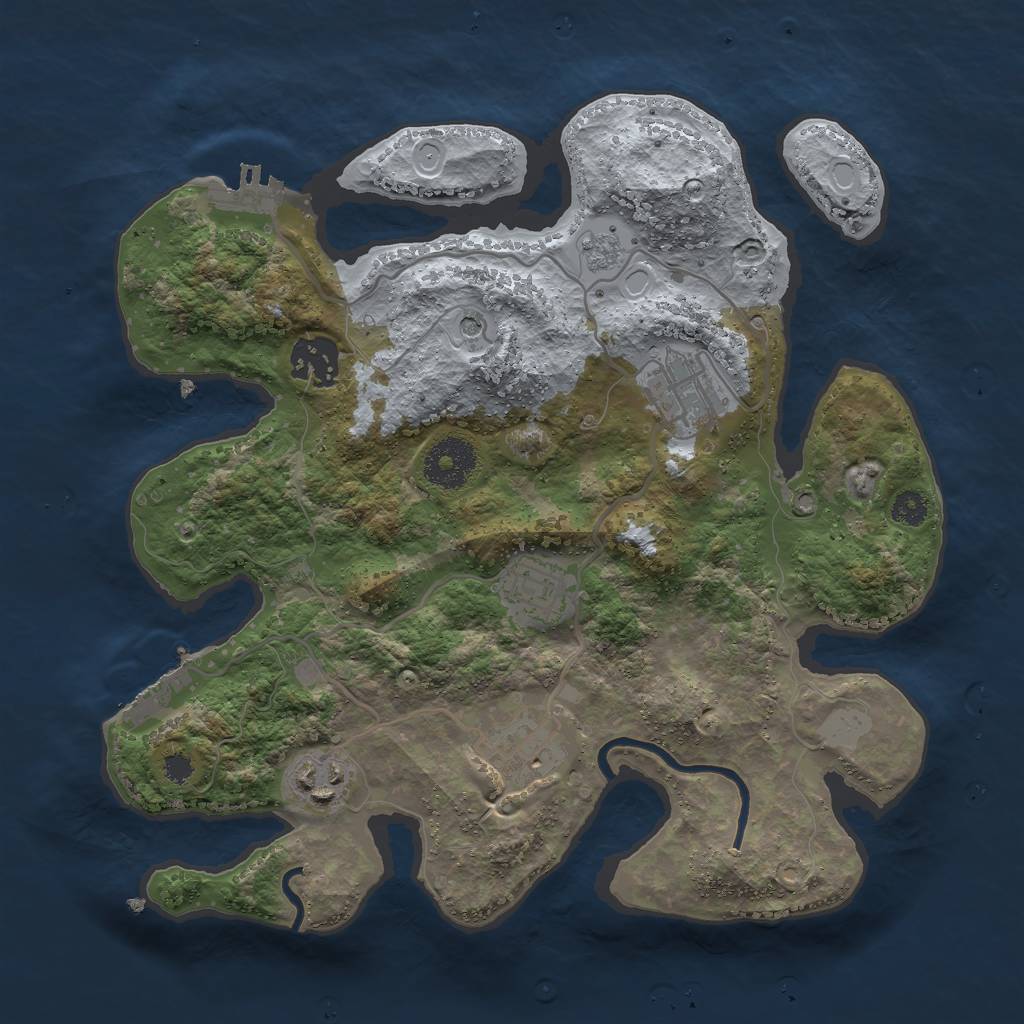 Rust Map: Procedural Map, Size: 3000, Seed: 791550205, 14 Monuments