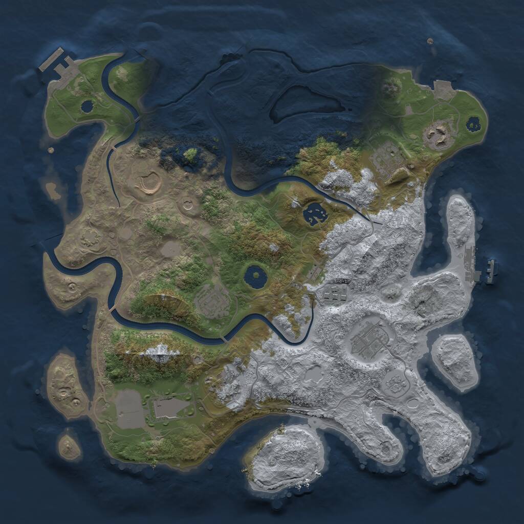 Rust Map: Procedural Map, Size: 3500, Seed: 407897021, 15 Monuments
