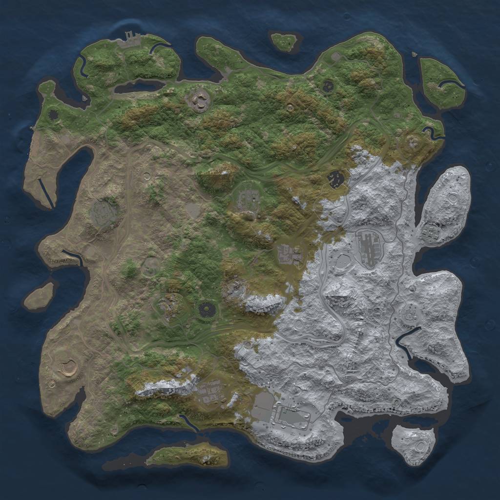 Rust Map: Procedural Map, Size: 4500, Seed: 758016254, 18 Monuments