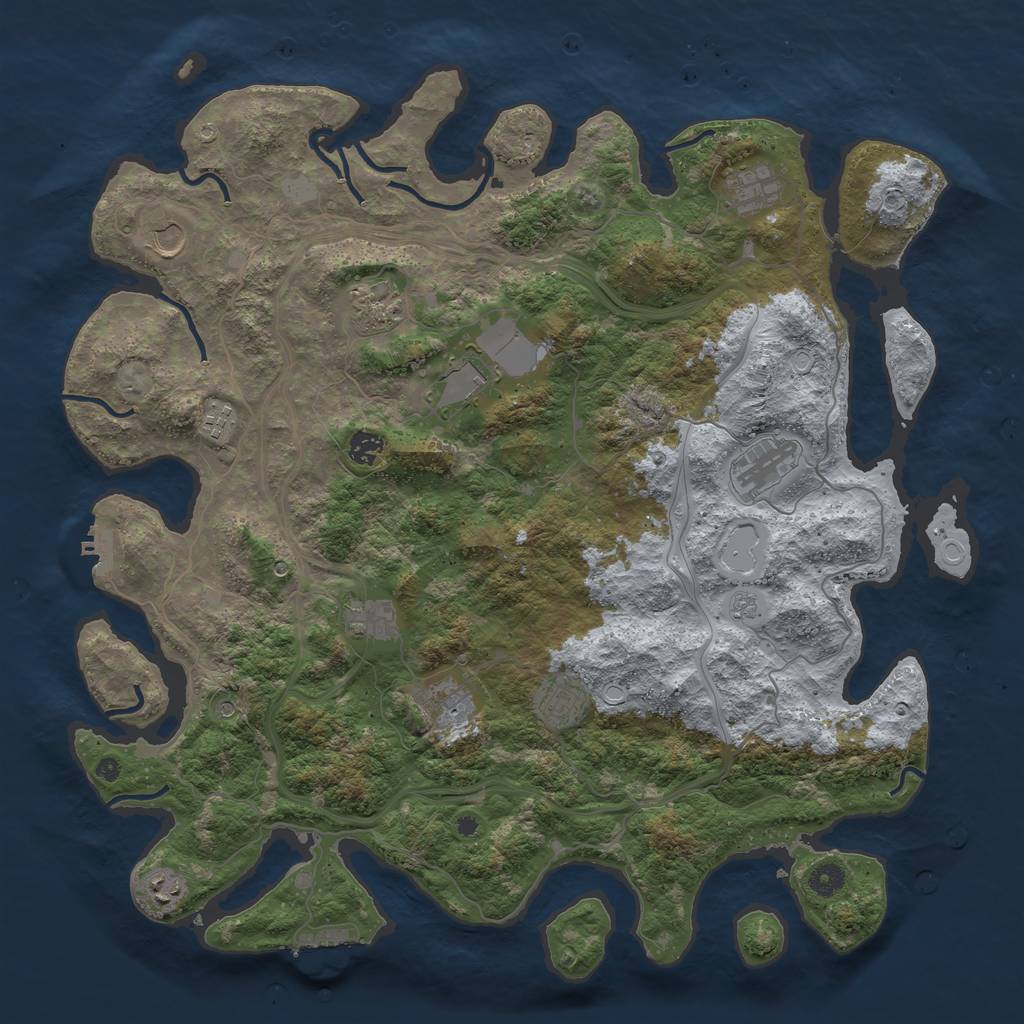 Rust Map: Procedural Map, Size: 4500, Seed: 1519293895, 20 Monuments