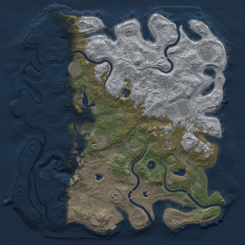 Rust Map: Procedural Map, Size: 4500, Seed: 1179582163, 14 Monuments