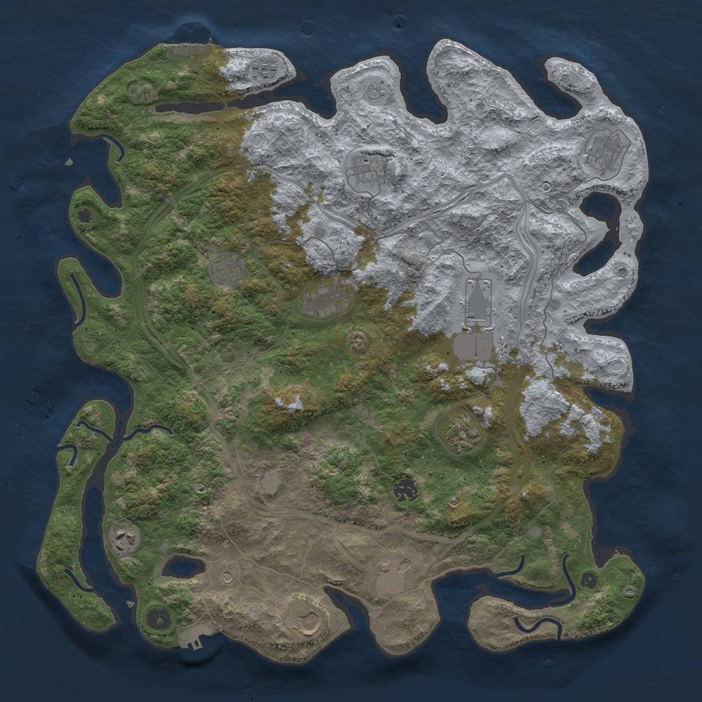 Rust Map: Procedural Map, Size: 4500, Seed: 1179582163, 20 Monuments