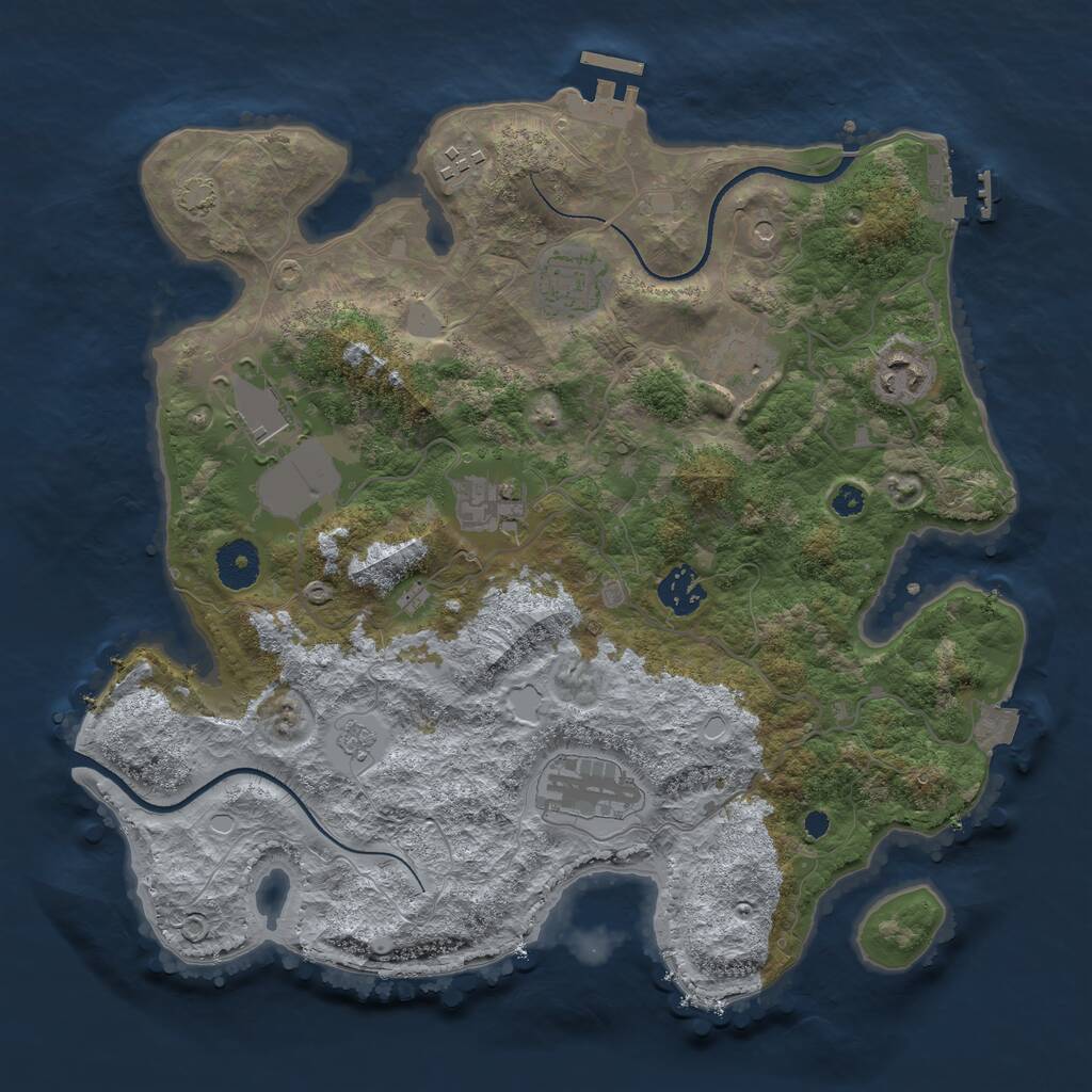 Rust Map: Procedural Map, Size: 3500, Seed: 1394752723, 14 Monuments