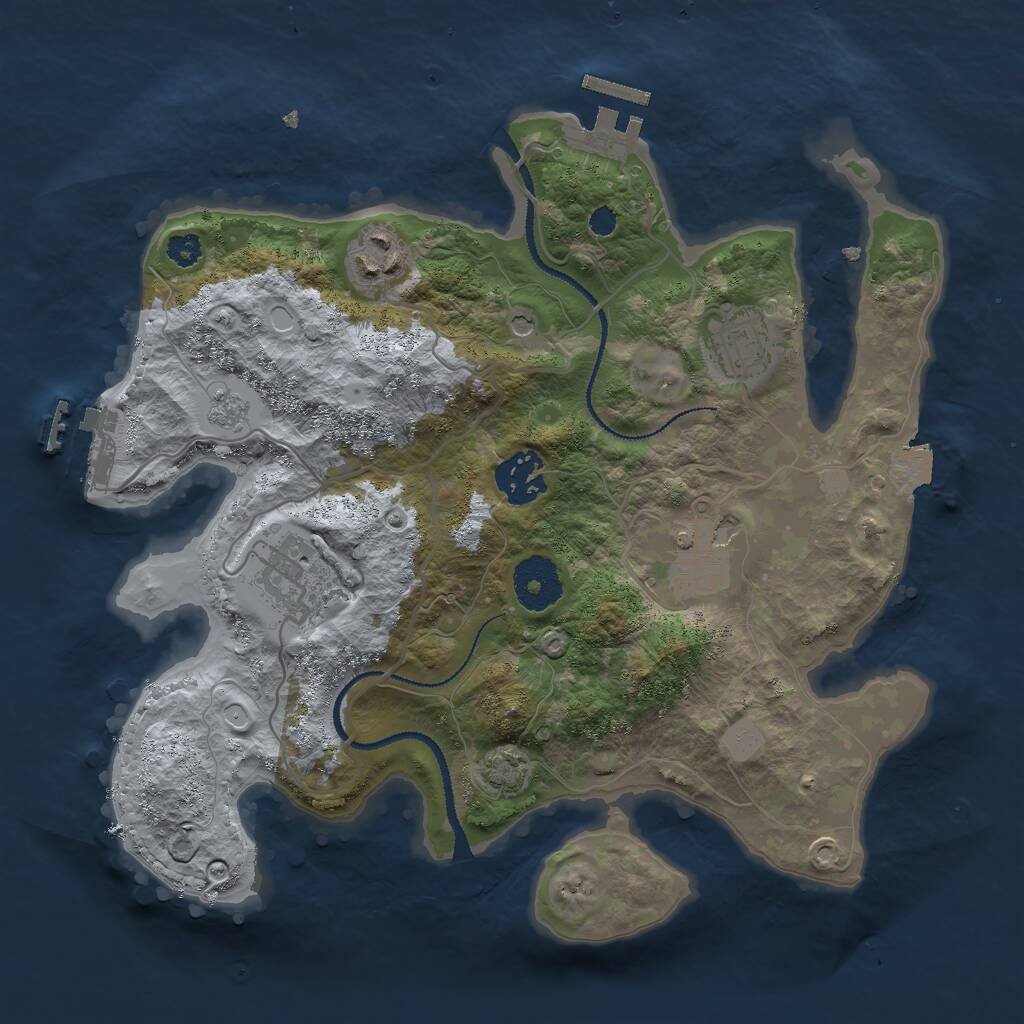 Rust Map: Procedural Map, Size: 3000, Seed: 1871247336, 11 Monuments