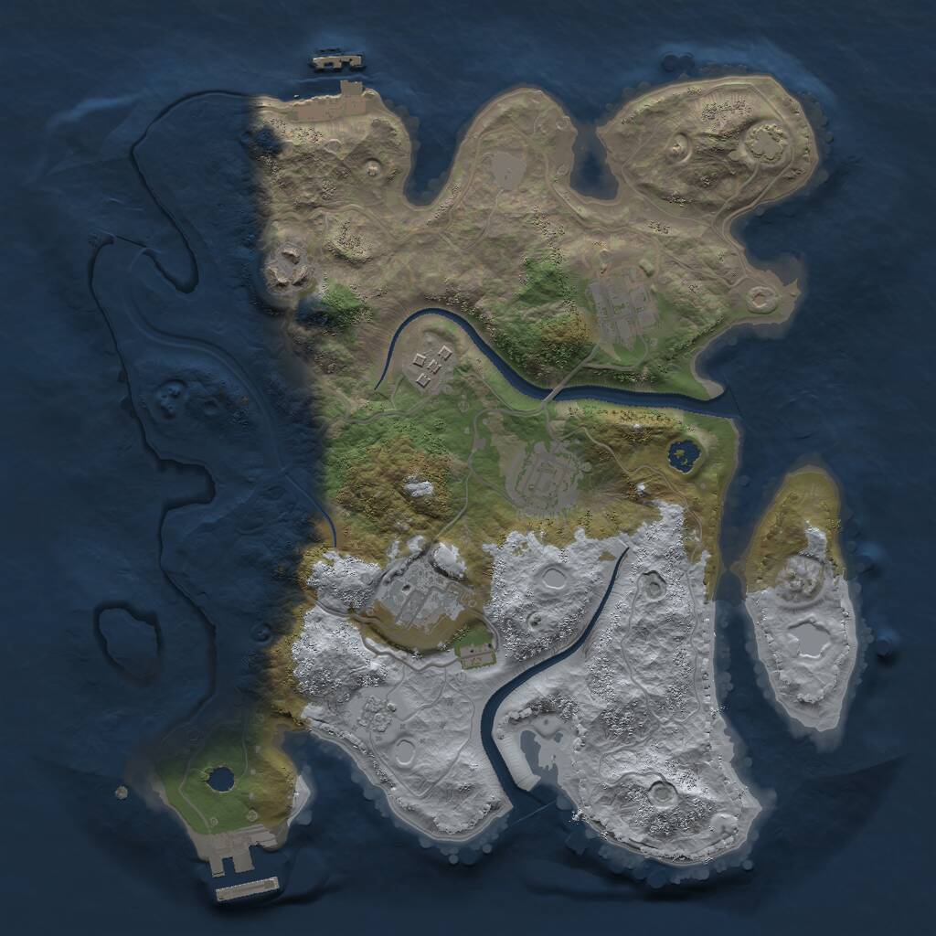 Rust Map: Procedural Map, Size: 3000, Seed: 1461343018, 10 Monuments