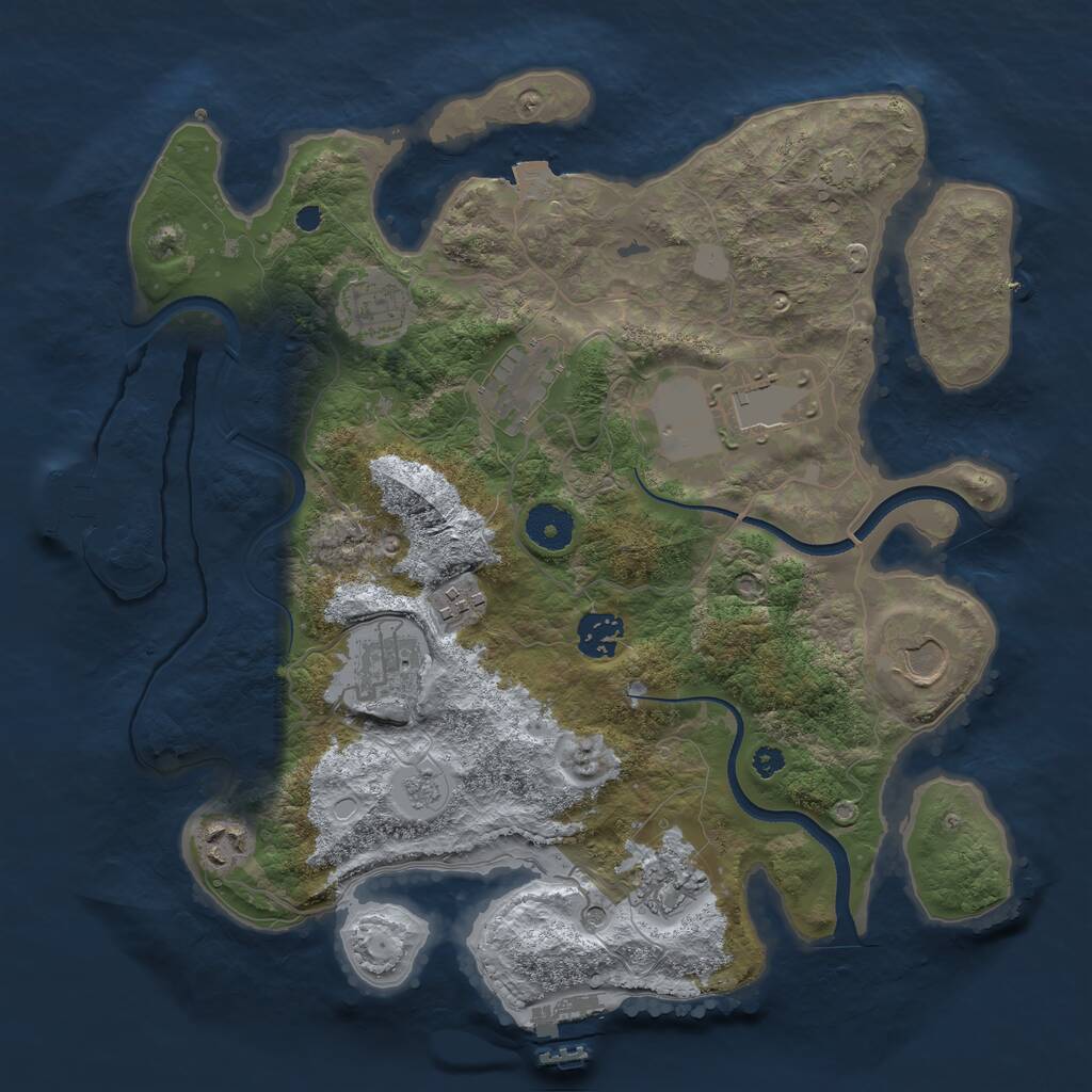 Rust Map: Procedural Map, Size: 3500, Seed: 1560909389, 15 Monuments