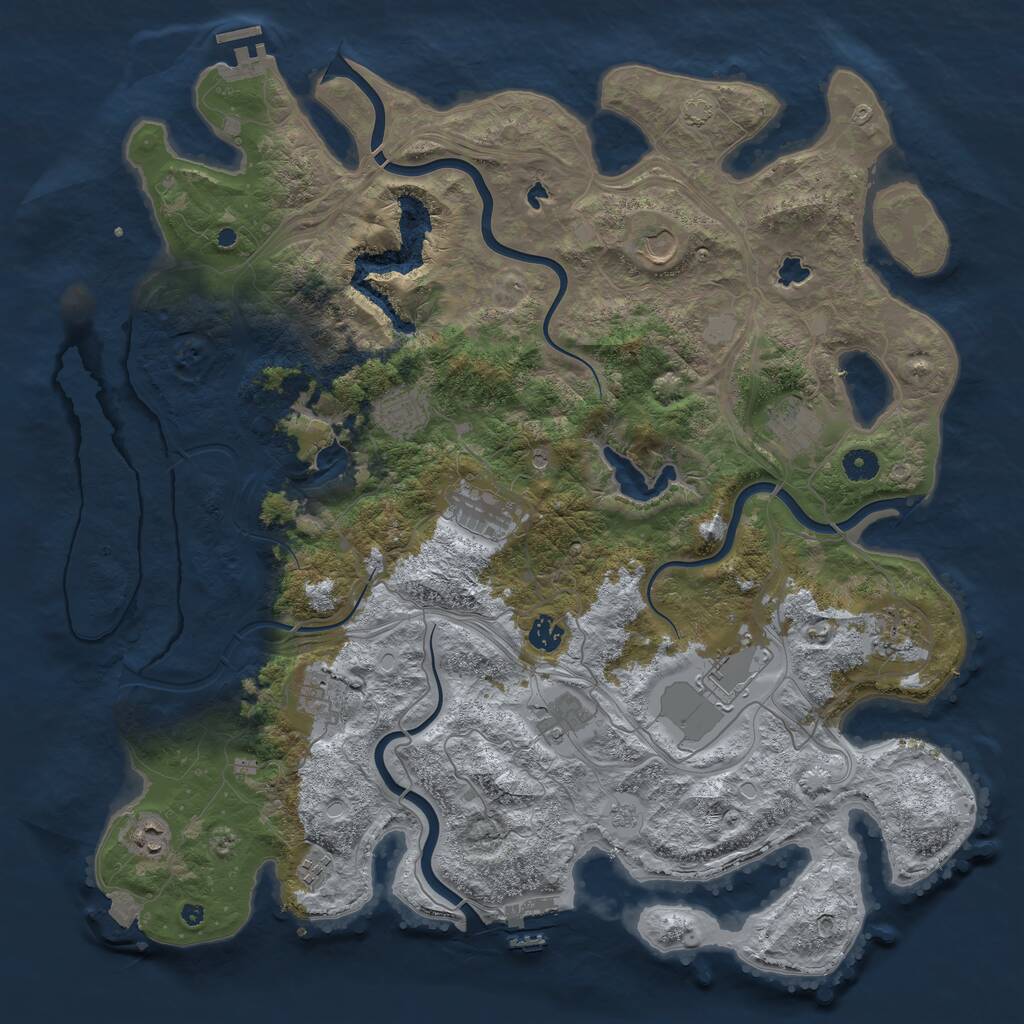 Rust Map: Procedural Map, Size: 4500, Seed: 25023386, 17 Monuments