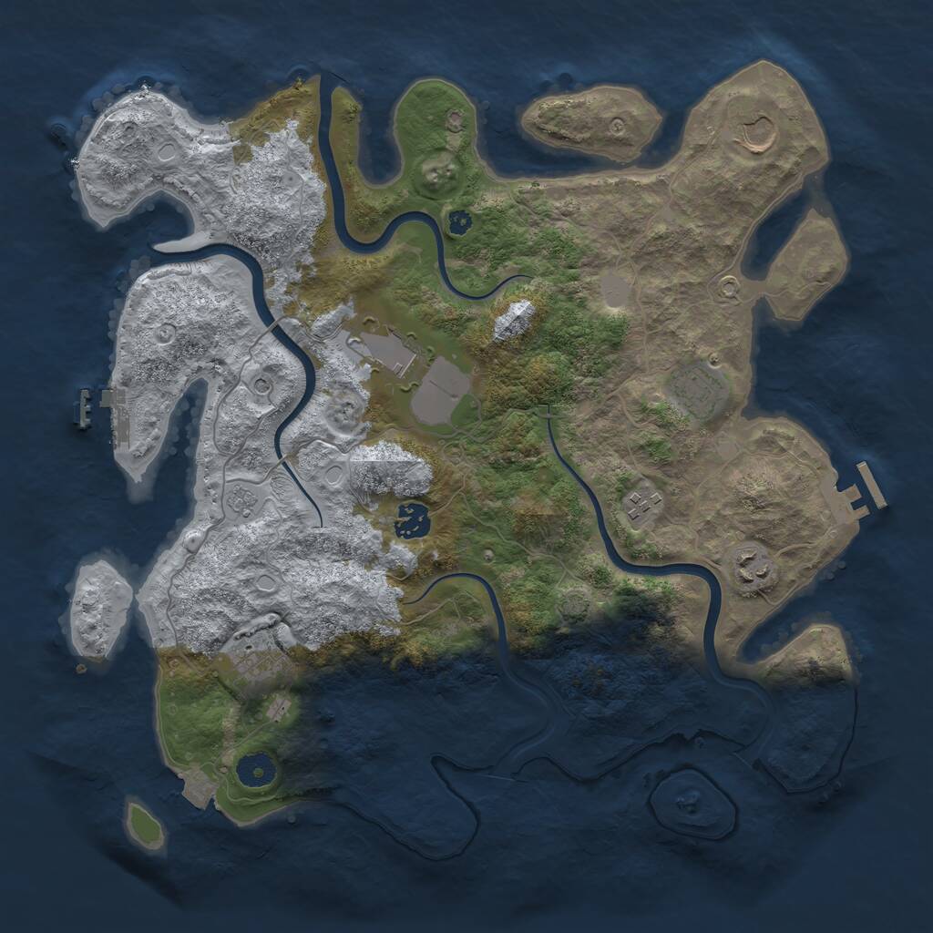 Rust Map: Procedural Map, Size: 3800, Seed: 8643326, 13 Monuments