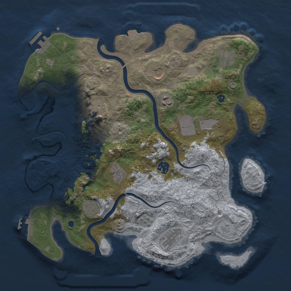 Rust Map: Procedural Map, Size: 3700, Seed: 1327456369, 16 Monuments
