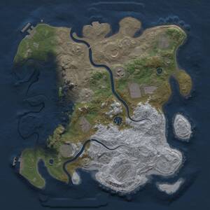 Thumbnail Rust Map: Procedural Map, Size: 3700, Seed: 1327456369, 16 Monuments