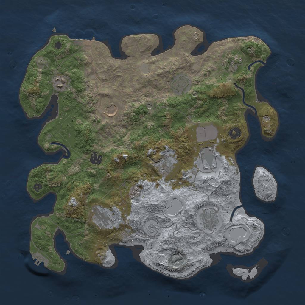 Rust Map: Procedural Map, Size: 3700, Seed: 1327456369, 17 Monuments