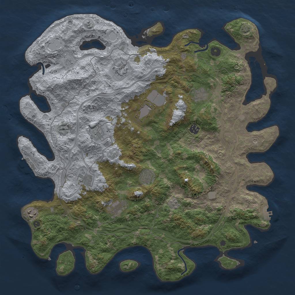 Rust Map: Procedural Map, Size: 4500, Seed: 1455298473, 18 Monuments