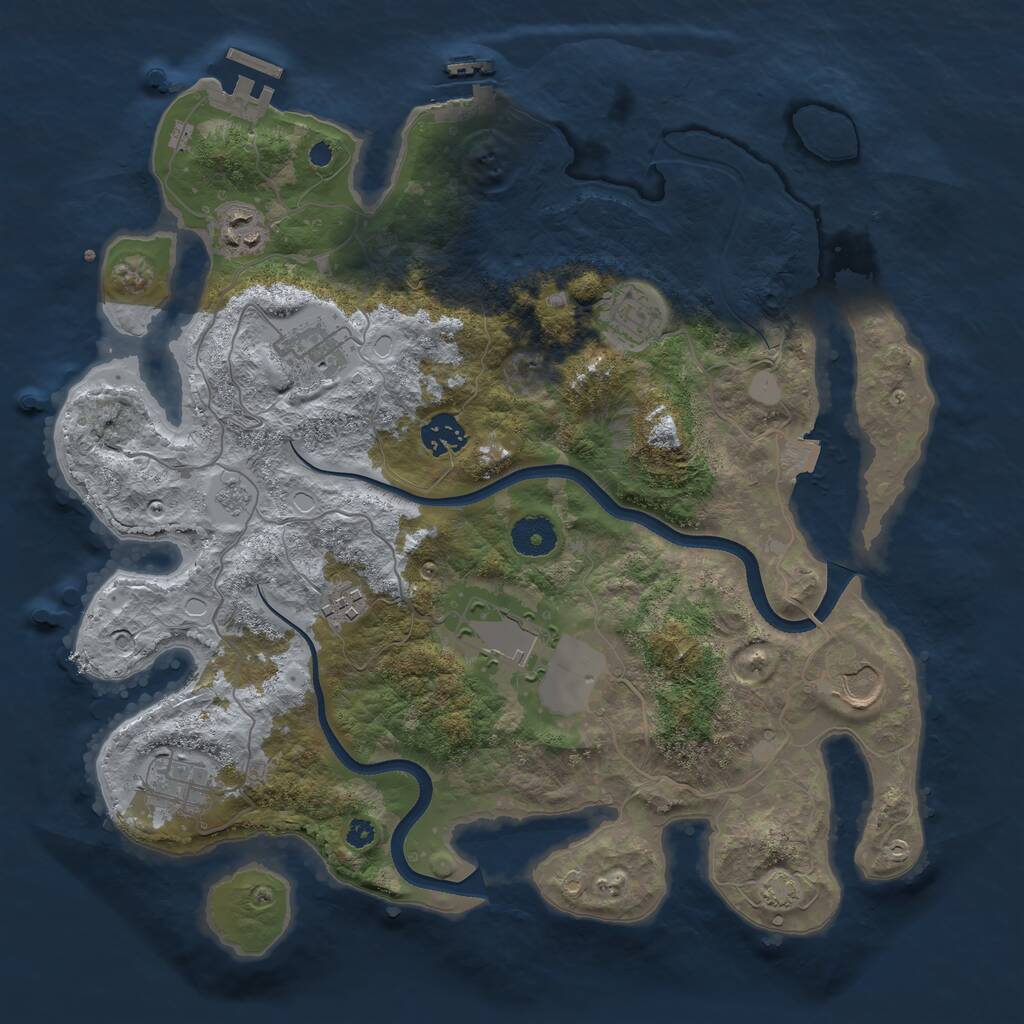 Rust Map: Procedural Map, Size: 3600, Seed: 4683216, 13 Monuments