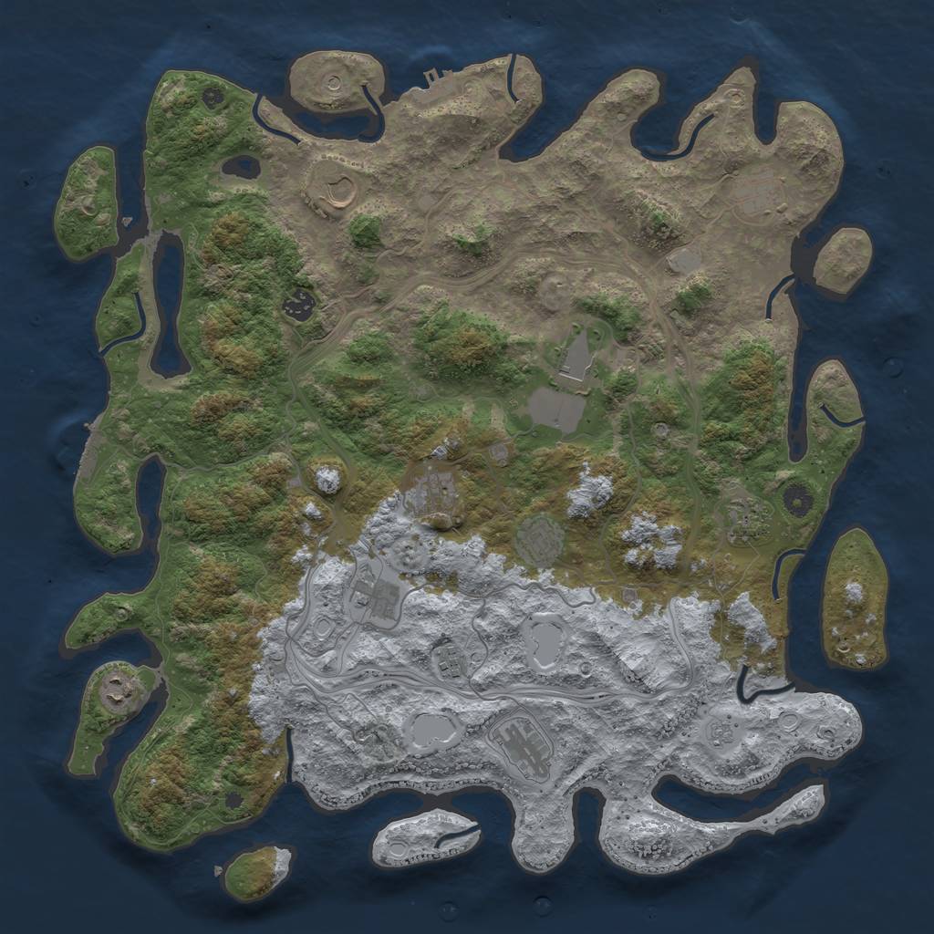 Rust Map: Procedural Map, Size: 4500, Seed: 1290412689, 20 Monuments