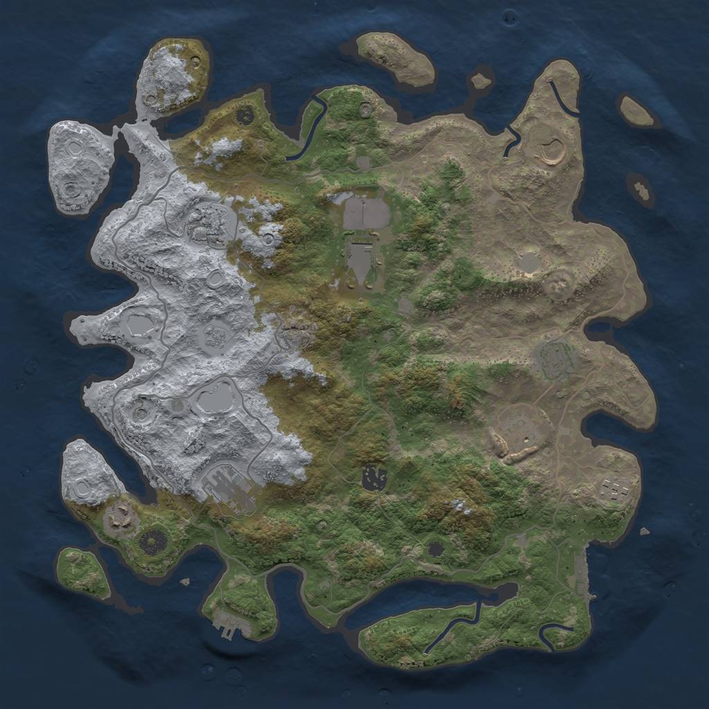 Rust Map: Procedural Map, Size: 4000, Seed: 1776967173, 18 Monuments