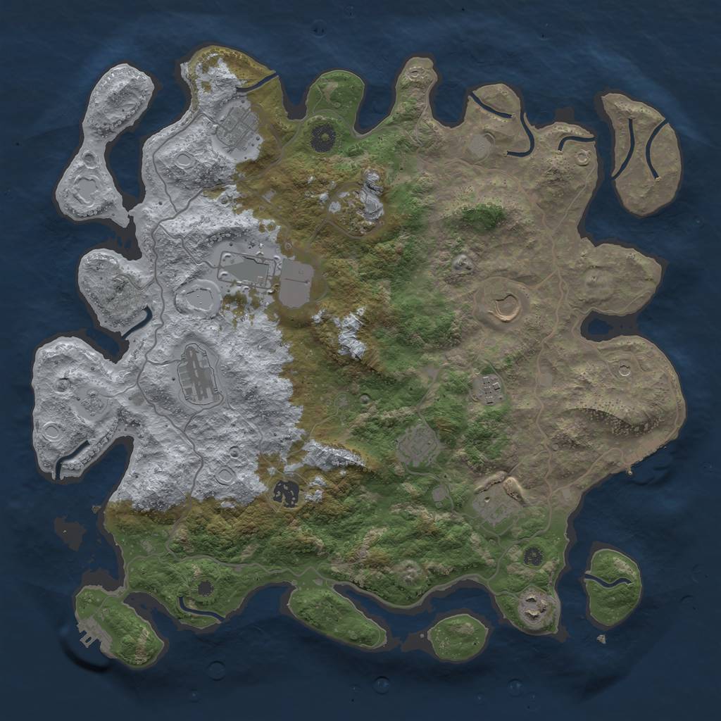 Rust Map: Procedural Map, Size: 4000, Seed: 9381756, 19 Monuments