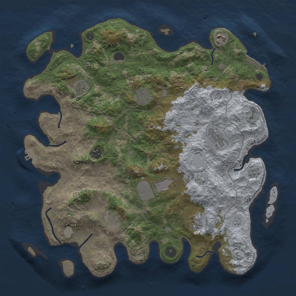 Rust Map: Procedural Map, Size: 4000, Seed: 23425224, 18 Monuments