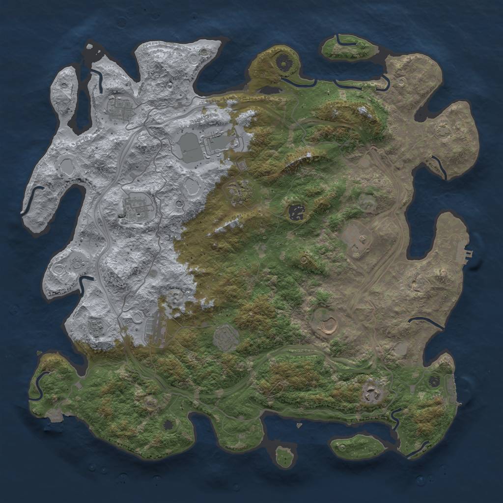 Rust Map: Procedural Map, Size: 4500, Seed: 715909520, 19 Monuments