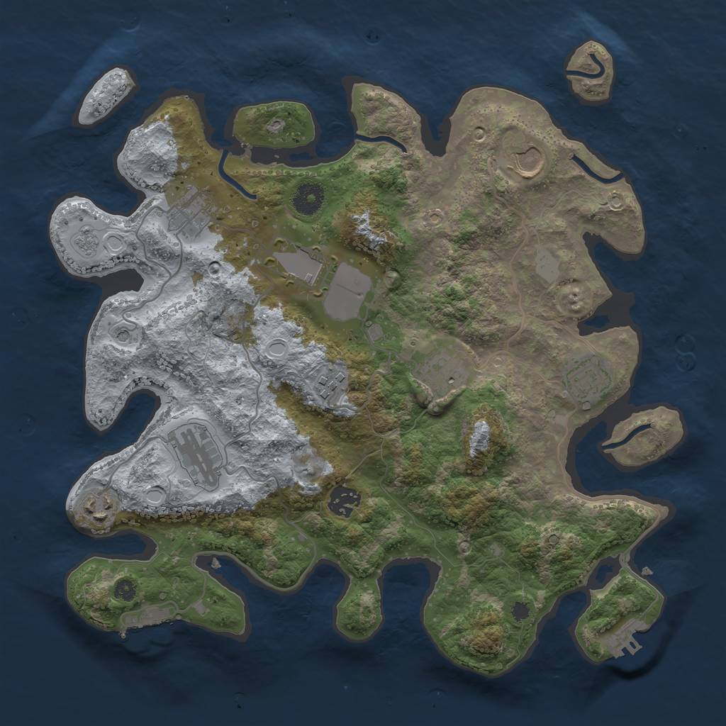 Rust Map: Procedural Map, Size: 3500, Seed: 654224222, 18 Monuments