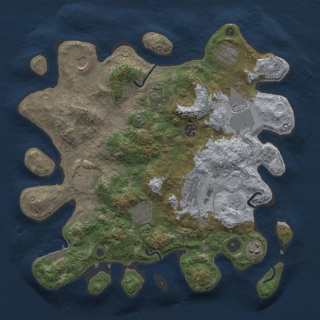 Rust Map: Procedural Map, Size: 3600, Seed: 92837461, 18 Monuments
