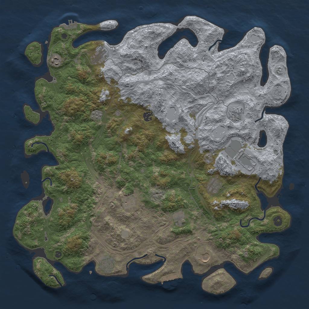 Rust Map: Procedural Map, Size: 4800, Seed: 2142814375, 20 Monuments