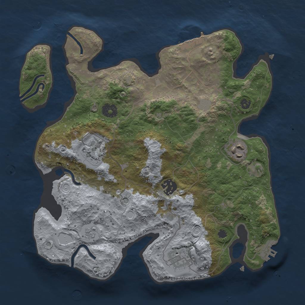 Rust Map: Procedural Map, Size: 3000, Seed: 1377229512, 12 Monuments