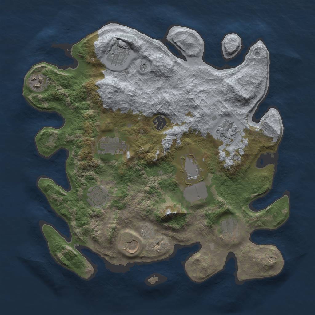 Rust Map: Barren, Size: 3500, Seed: 1288883370, 13 Monuments