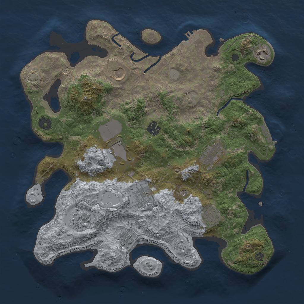 Rust Map: Procedural Map, Size: 3500, Seed: 83914567, 17 Monuments