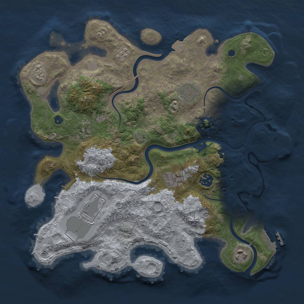 Rust Map: Procedural Map, Size: 3500, Seed: 83914567, 13 Monuments