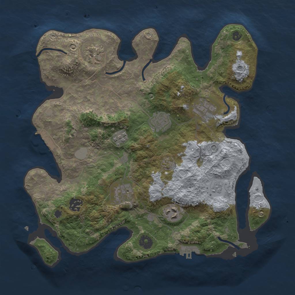 Rust Map: Procedural Map, Size: 3250, Seed: 4, 14 Monuments