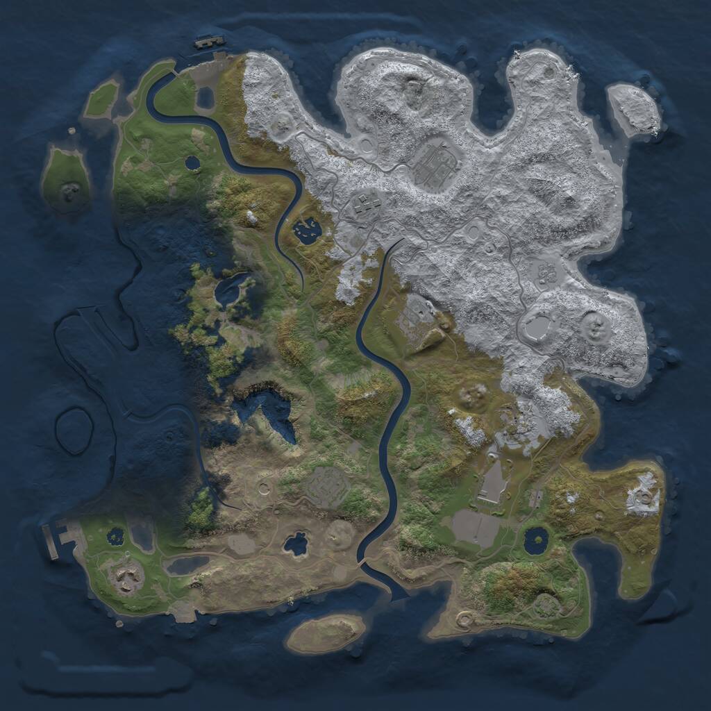 Rust Map: Procedural Map, Size: 4000, Seed: 9199, 14 Monuments