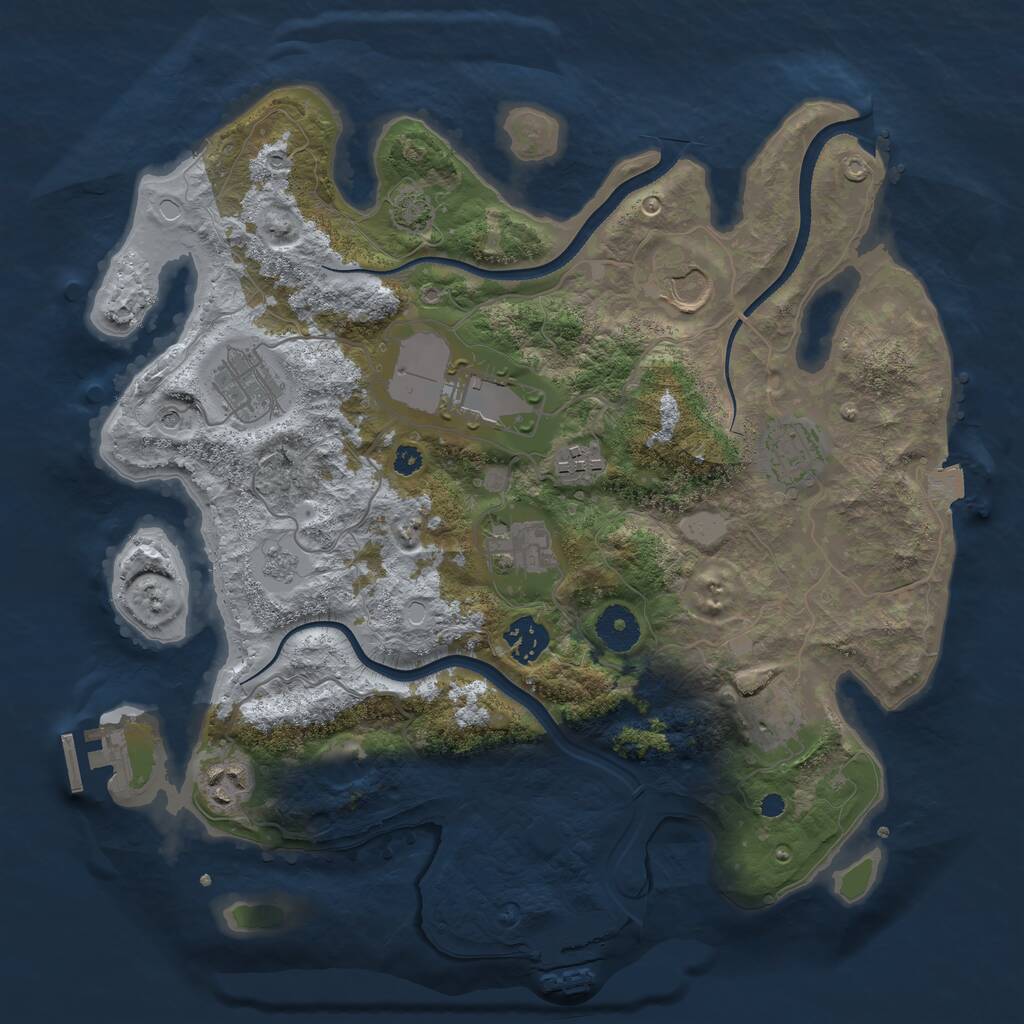 Rust Map: Procedural Map, Size: 3500, Seed: 2086570665, 15 Monuments