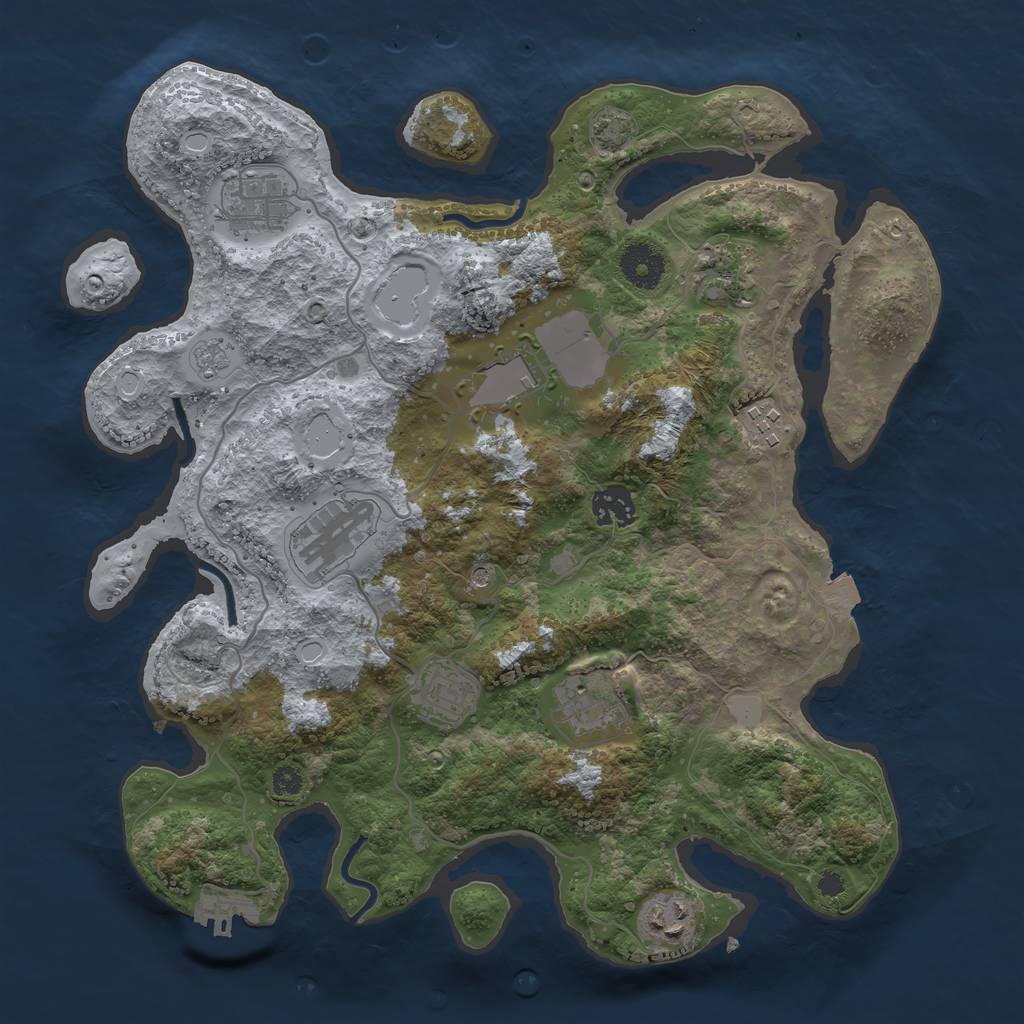 Rust Map: Procedural Map, Size: 3500, Seed: 617521916, 16 Monuments