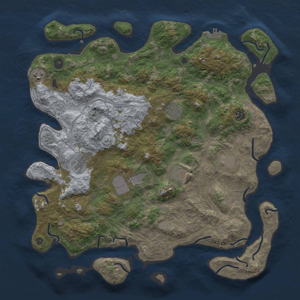 Rust Map: Procedural Map, Size: 4250, Seed: 2045648178, 16 Monuments