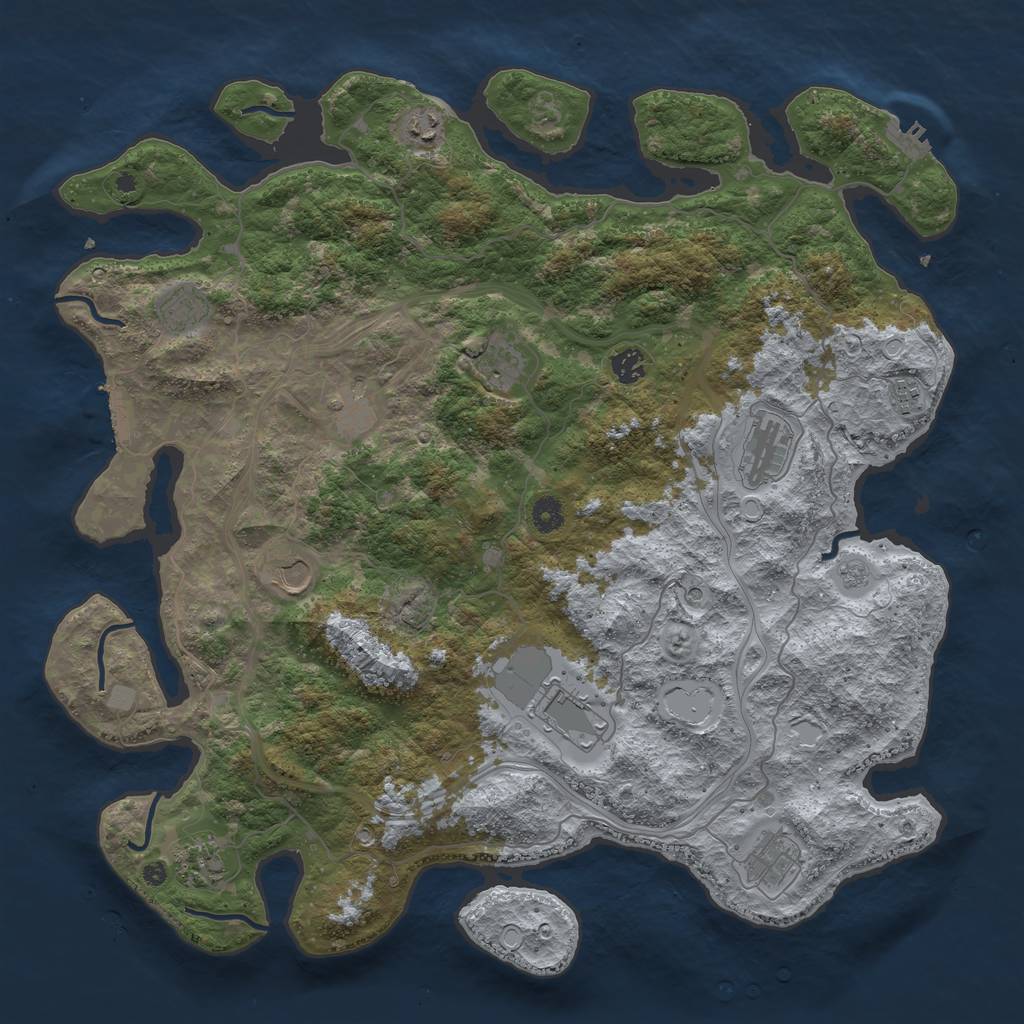 Rust Map: Procedural Map, Size: 4500, Seed: 1808459034, 20 Monuments