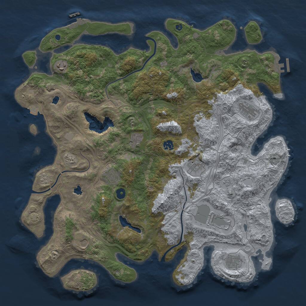 Rust Map: Procedural Map, Size: 4500, Seed: 591201911, 16 Monuments