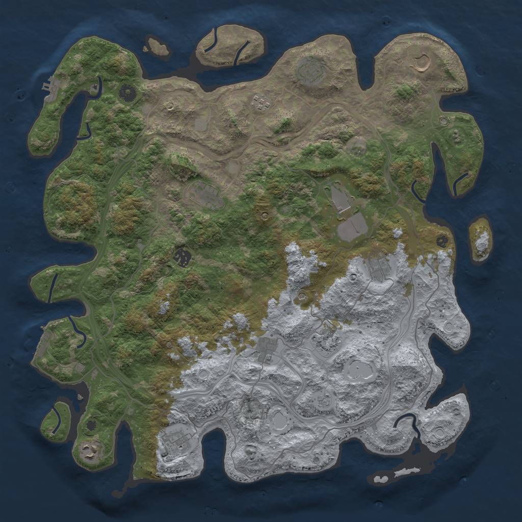 Rust Map: Procedural Map, Size: 4500, Seed: 1352309247, 20 Monuments