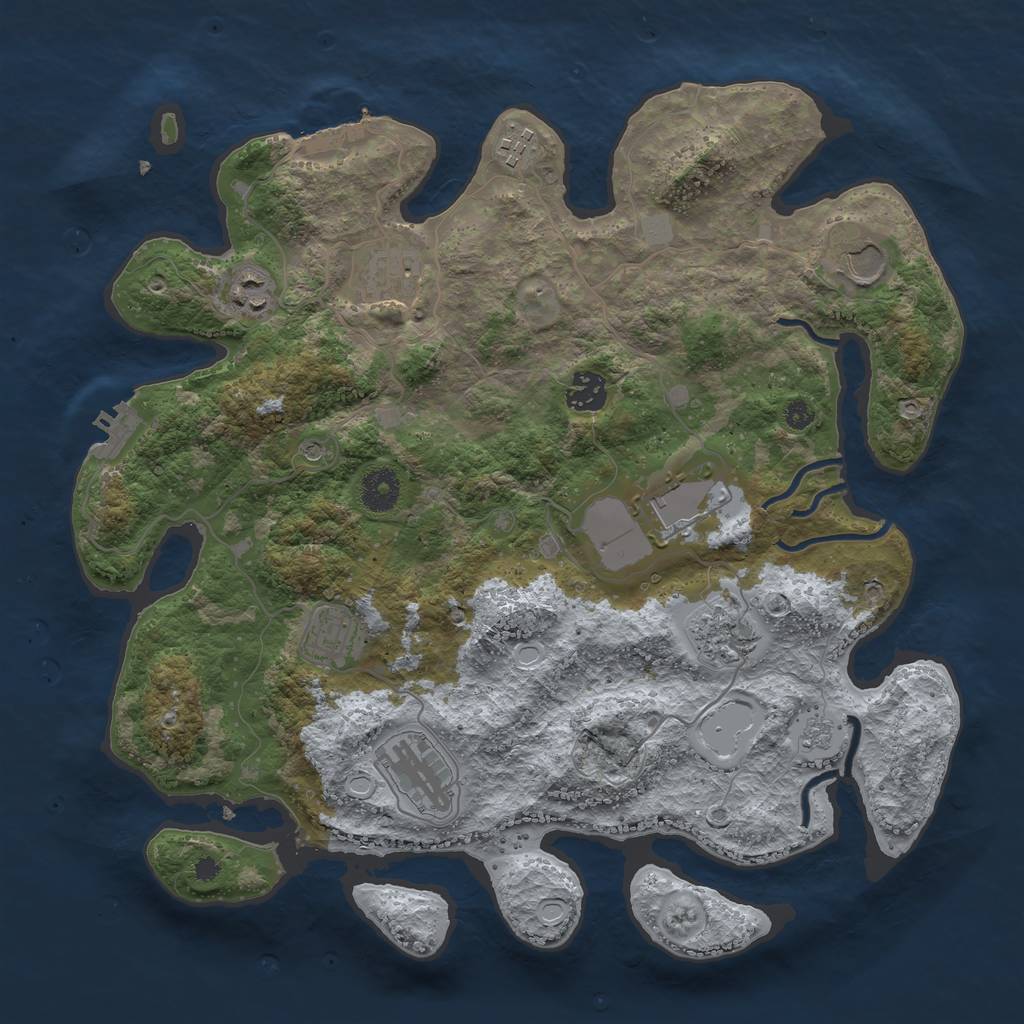 Rust Map: Procedural Map, Size: 3700, Seed: 539011973, 16 Monuments