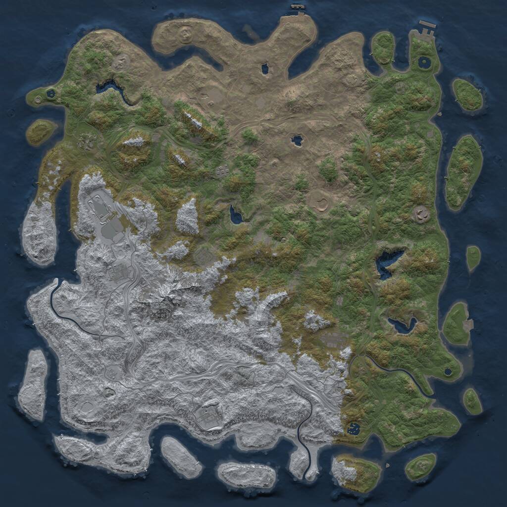 Rust Map: Procedural Map, Size: 6000, Seed: 66966, 17 Monuments