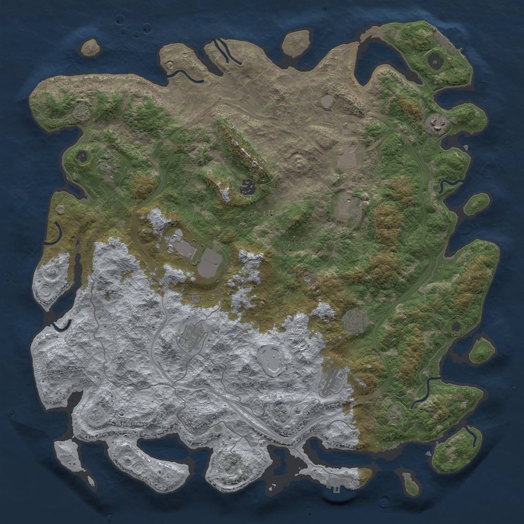 Rust Map: Procedural Map, Size: 4850, Seed: 1039103910, 18 Monuments
