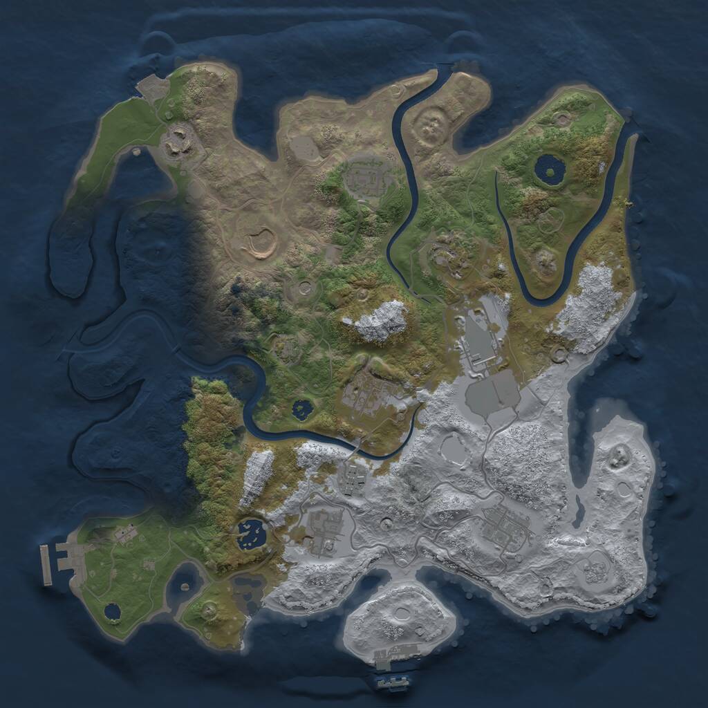 Rust Map: Procedural Map, Size: 3500, Seed: 127943636, 16 Monuments
