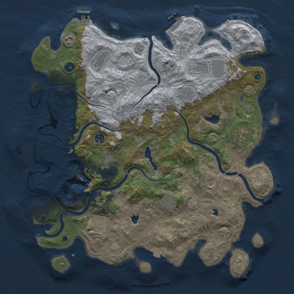 Rust Map: Procedural Map, Size: 4500, Seed: 1283836442, 17 Monuments