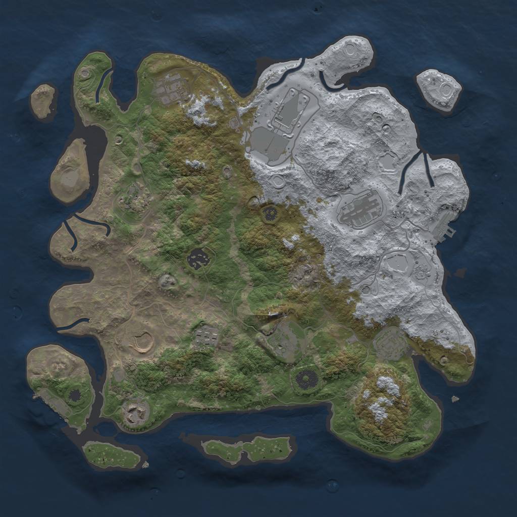 Rust Map: Procedural Map, Size: 3700, Seed: 467436469, 19 Monuments