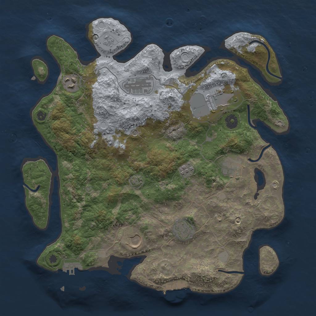 Rust Map: Procedural Map, Size: 3500, Seed: 38472772, 14 Monuments