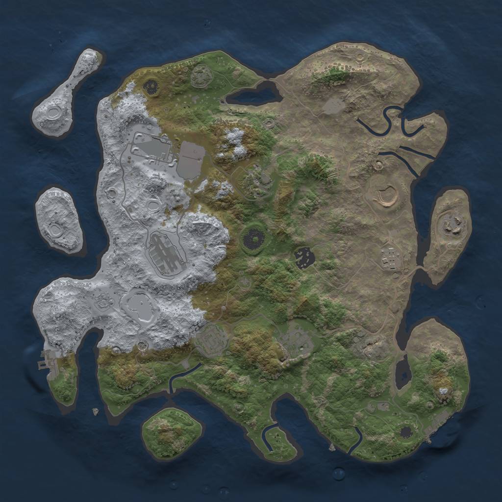 Rust Map: Procedural Map, Size: 3600, Seed: 541895754, 17 Monuments