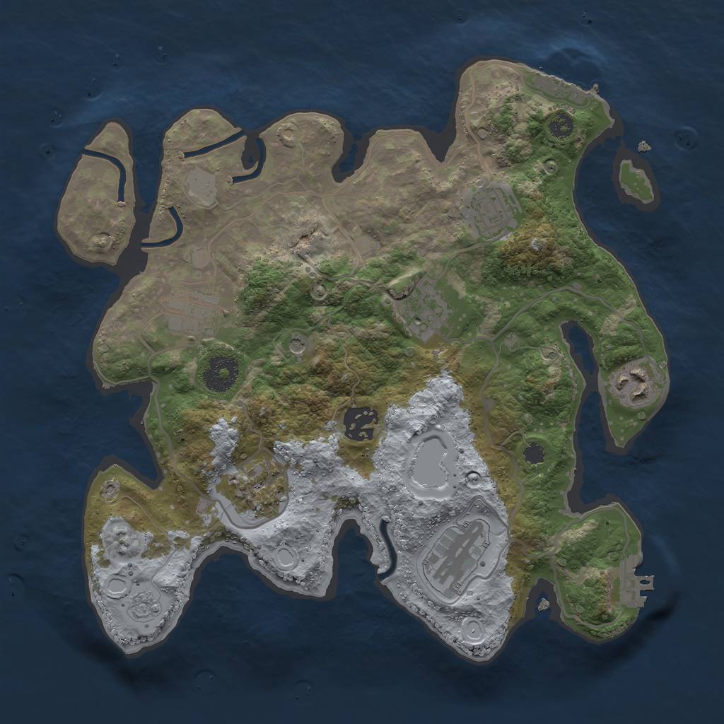 Rust Map: Procedural Map, Size: 3000, Seed: 2094719729, 16 Monuments