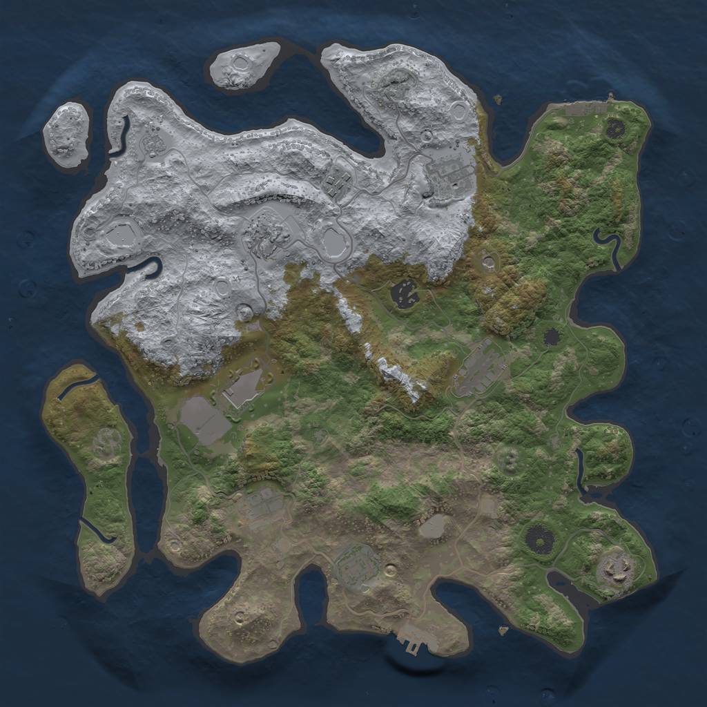Rust Map: Procedural Map, Size: 3700, Seed: 1824130617, 18 Monuments