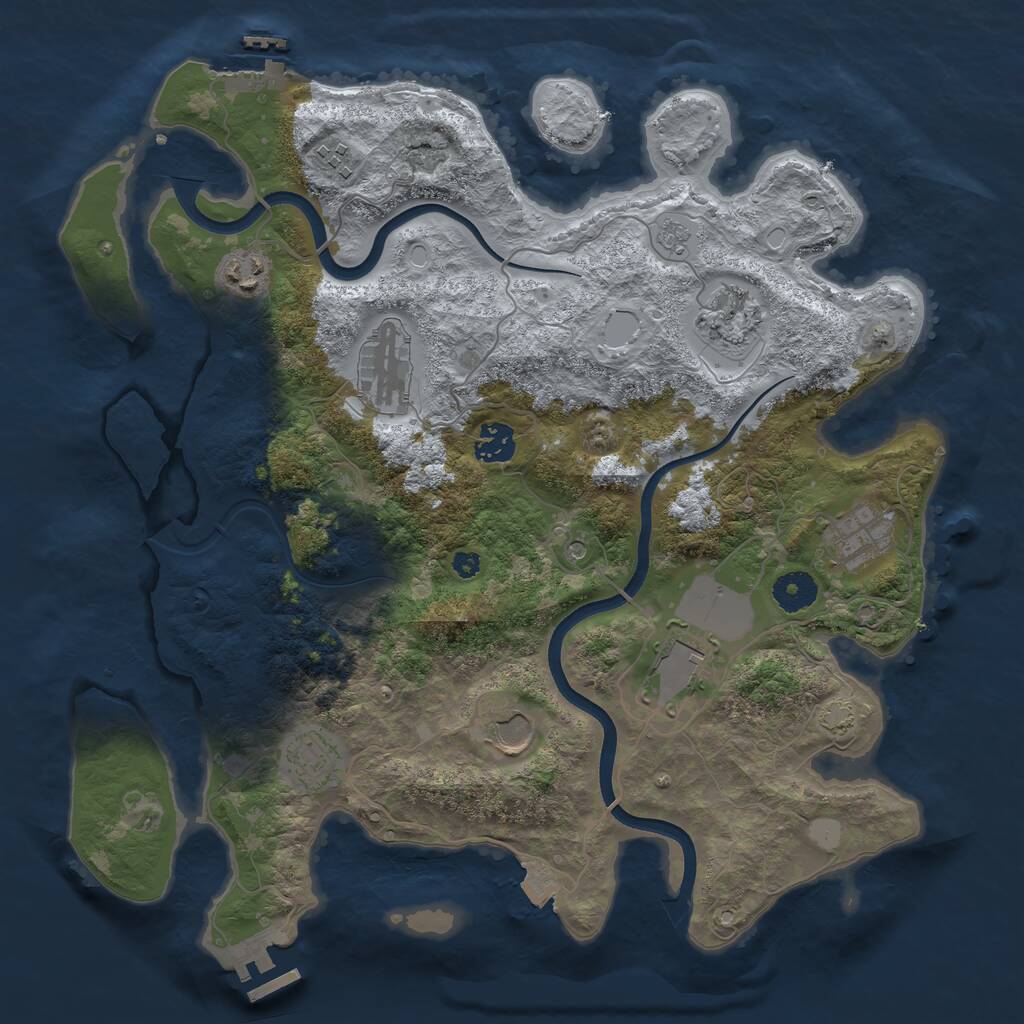 Rust Map: Procedural Map, Size: 3700, Seed: 22995927, 15 Monuments