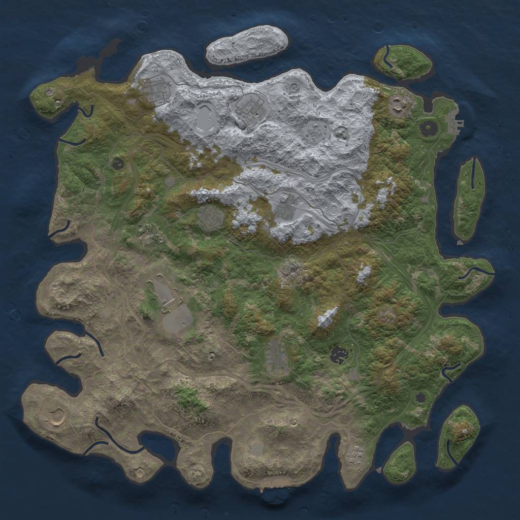 Rust Map: Procedural Map, Size: 4500, Seed: 13492, 18 Monuments