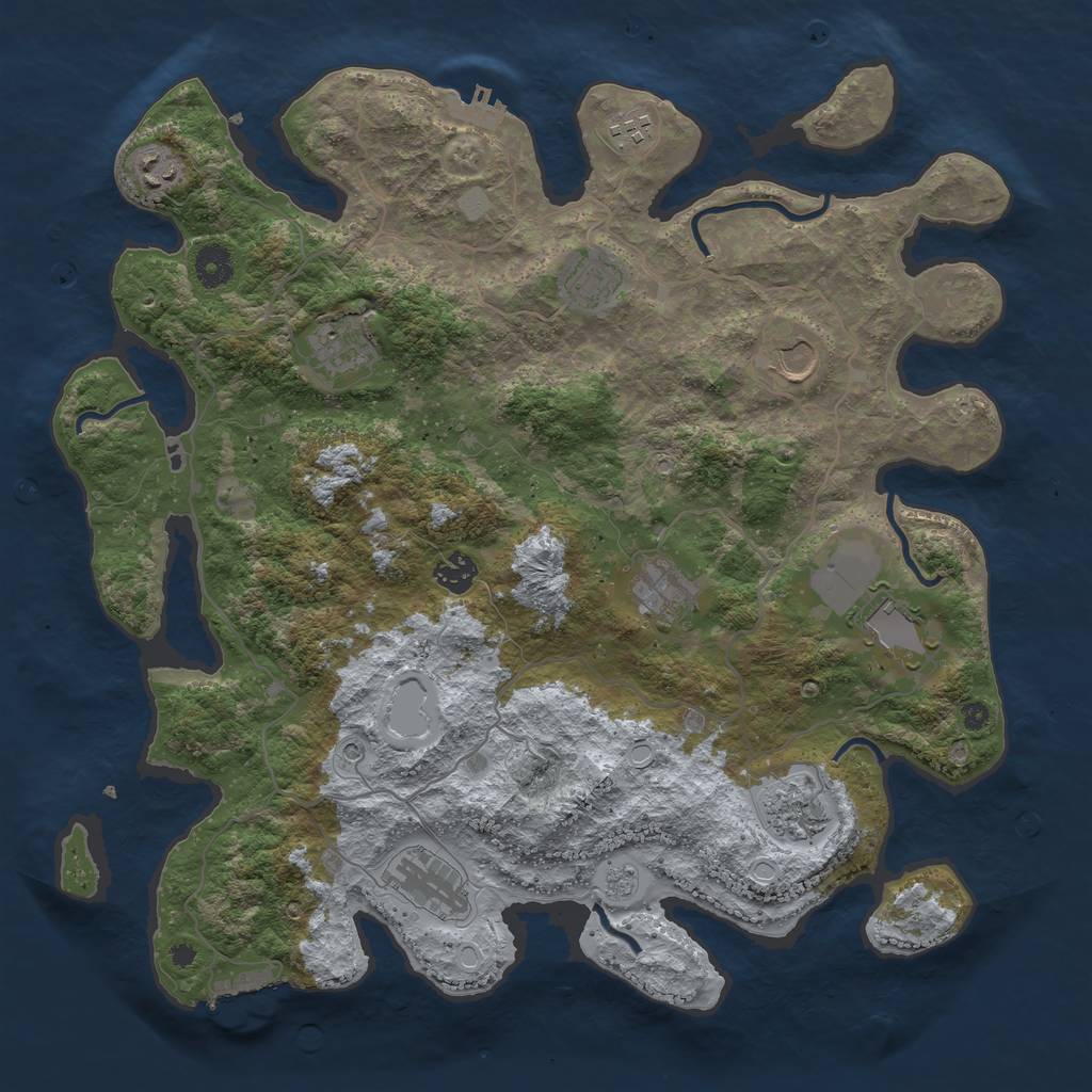 Rust Map: Procedural Map, Size: 4000, Seed: 320738254, 19 Monuments